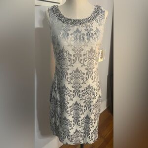 ECI New York Cocktail Dress NWT in Silver w/ Open back Size 6